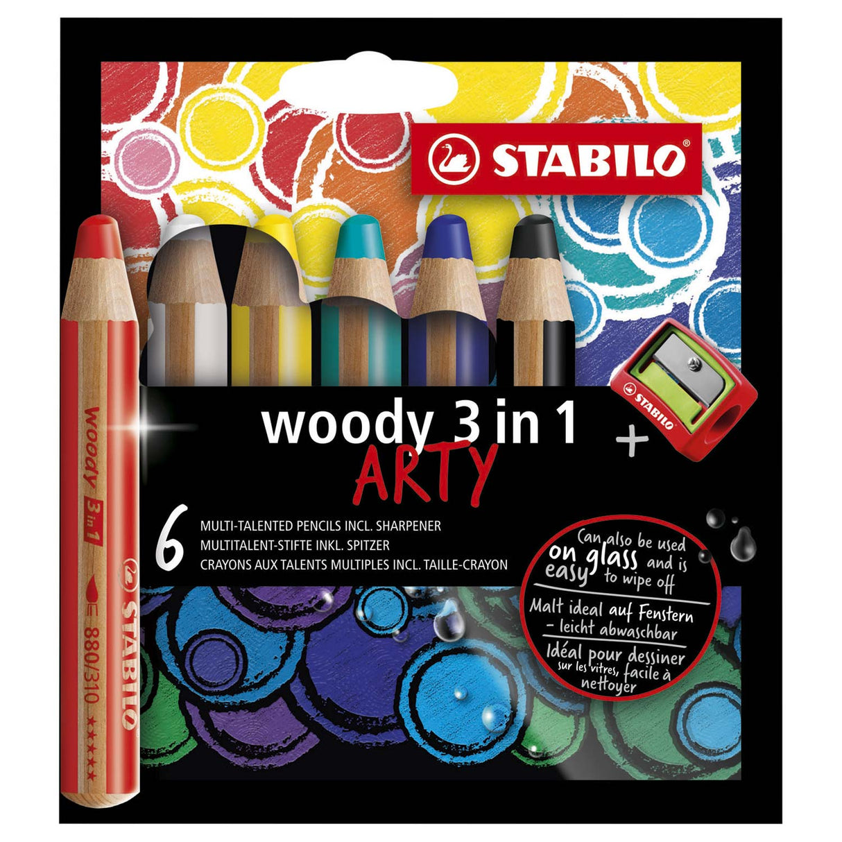 Stabilo Woody Arty Colored Bleistifte - 6 Farben + Bleistift schärfer