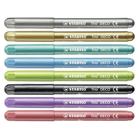Stabilo trio deco - metallic viltstift - met extra dikke punt 3,0 mm - etui met 8 kleuren