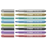 Stabilo trio deco - metallic viltstift - met extra dikke punt 3,0 mm - etui met 8 kleuren