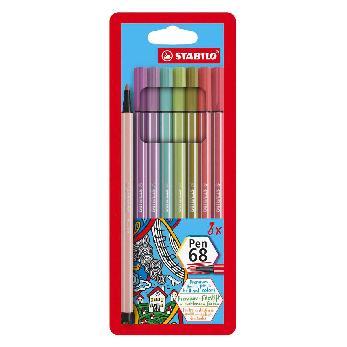 Stabilo Pen 68 Felt -tip kuglepenne, 8 ..