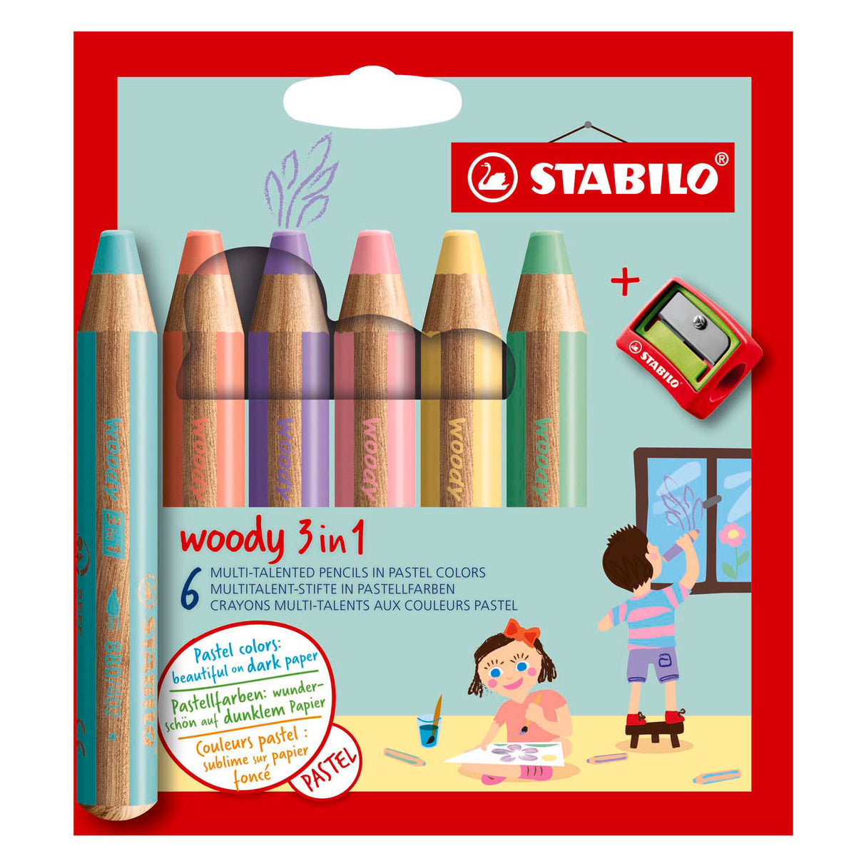 Stabilo Woody 3in1 Bleistifte - 6 Farben + Bleistifte SLEFER