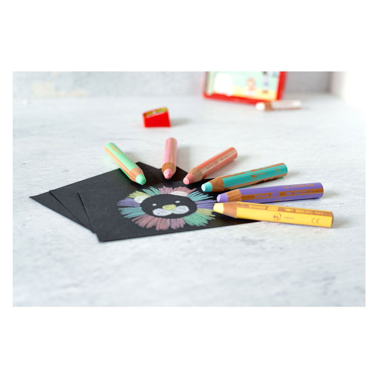 Stabilo Woody 3in1 Pencils - 18 colors + pencil slefers