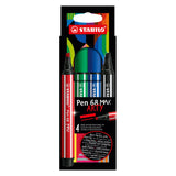 Stabilo Pen 68 Max Arty Felt -Tip Pen z grubym dłuto szczytem 4 kolorów