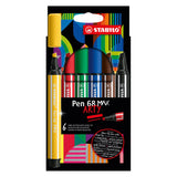 Stabilo Pen 68 Max Arty Felt -Tip Pen z grubym dłuto szczytowym 6 kolorami