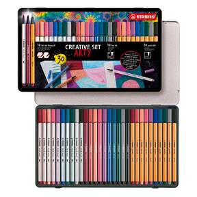 Stabilo arty creative set pen 68 stiften en point 88 fineliners in metalen etui - 30dlg.