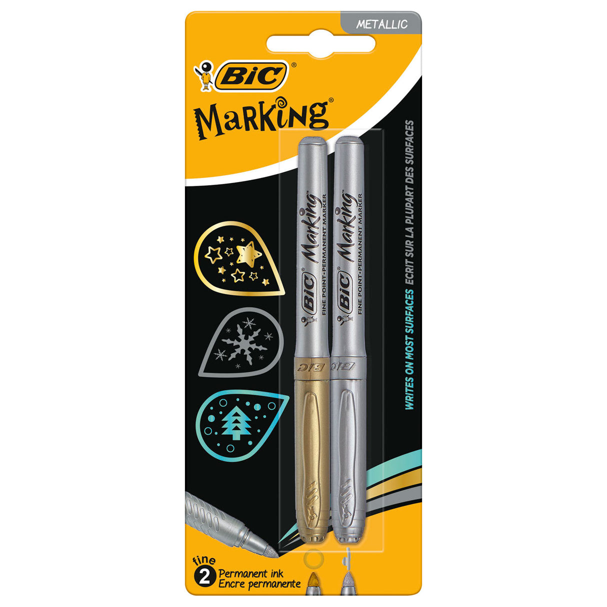 BIC Permanent Marker Gold und Silber