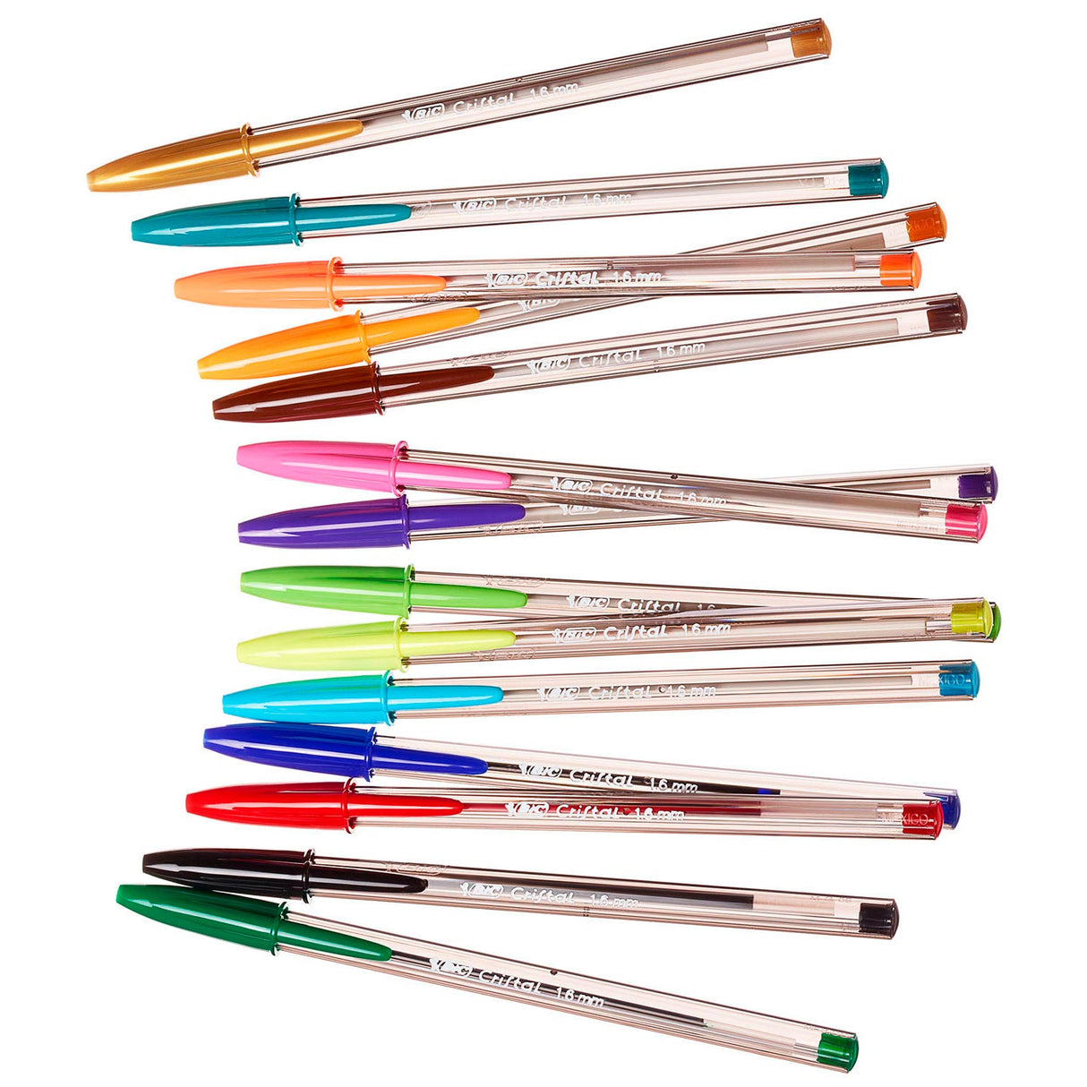 Bic cristal multicolour balpennen brede punt (1.6 mm) - verschillende kleuren - pak van 15 stuks