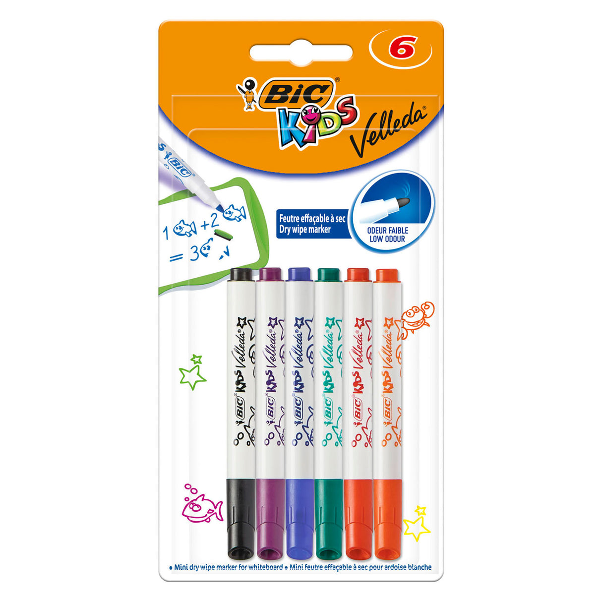 Bic velleda kids whiteboard markers, 6st.