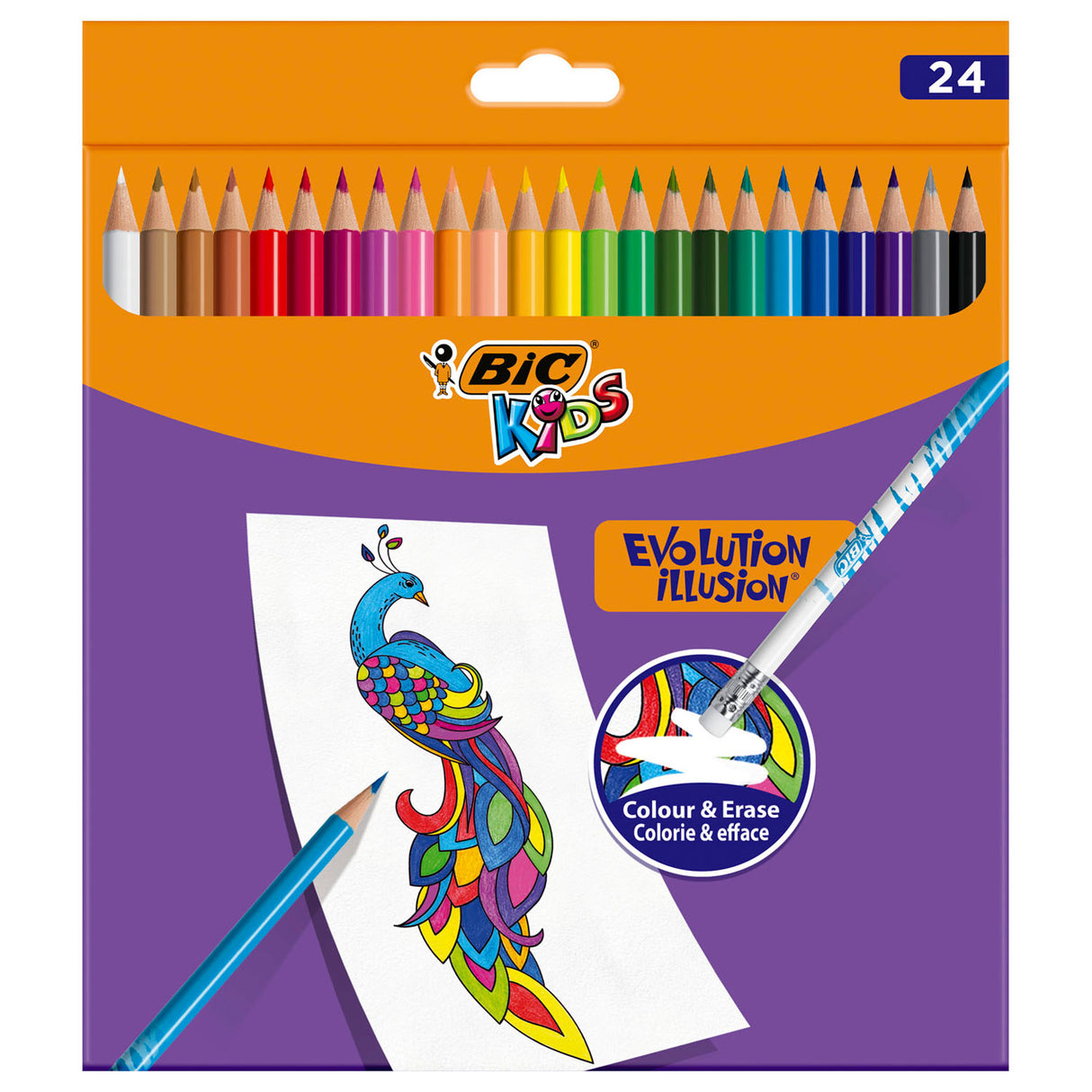 BIC Kids Evolution Exitable Colored Pencils, 24t.