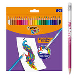 Bic kids illusion - kleurpotloden - kinderen en volwassenen - verschillende kleuren - potlood - 24 stuks