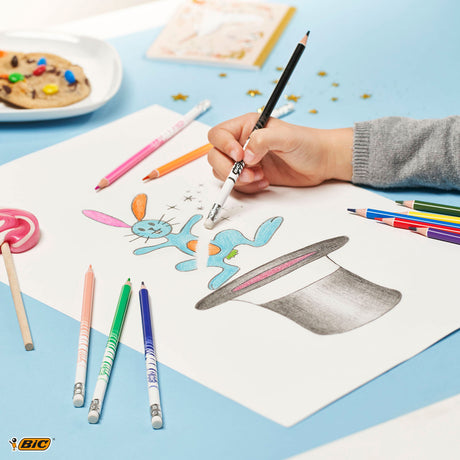 Bic kids illusion - kleurpotloden - kinderen en volwassenen - verschillende kleuren - potlood - 24 stuks
