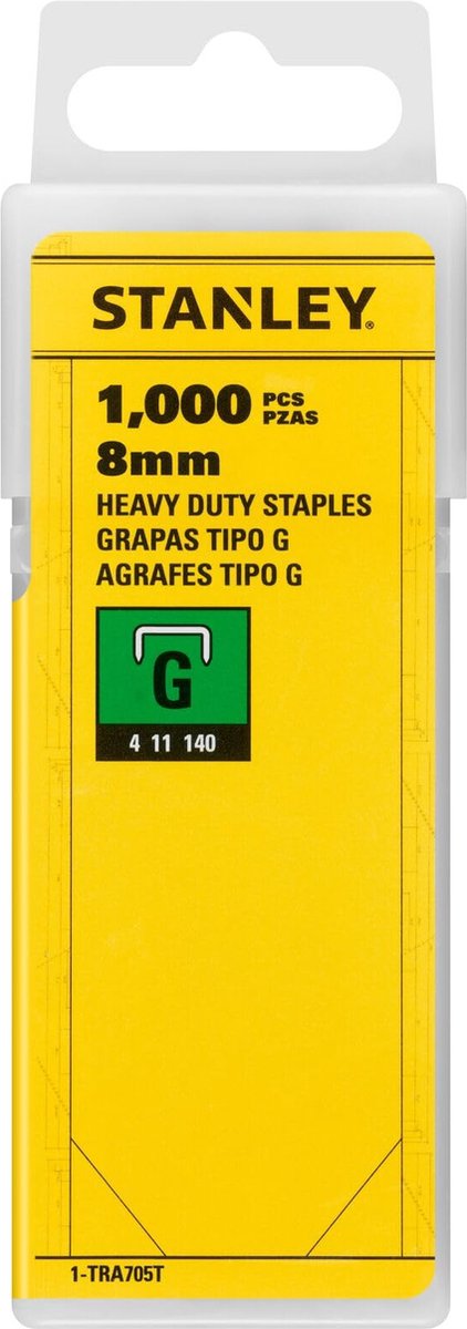 Stanley nieten 8mm type g - 1000 stuks
