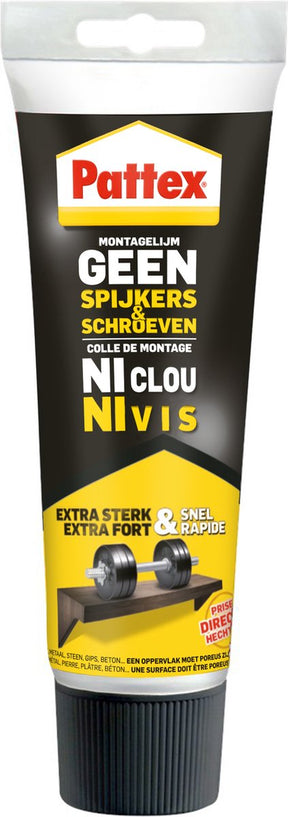 Pattex montagekit 250 g – geen spijkers schroeven – universale montgellijm binnen – extra sterk waterdicht – voor hout, metaal, steen meer