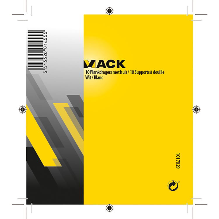 Mack 1017029 - 10 plankdragers met huls wit | 5 stuks