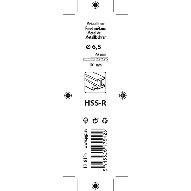 Mack 1018186 - universeelboor hss r ø 6,5 x 101 mm | 5 stuks