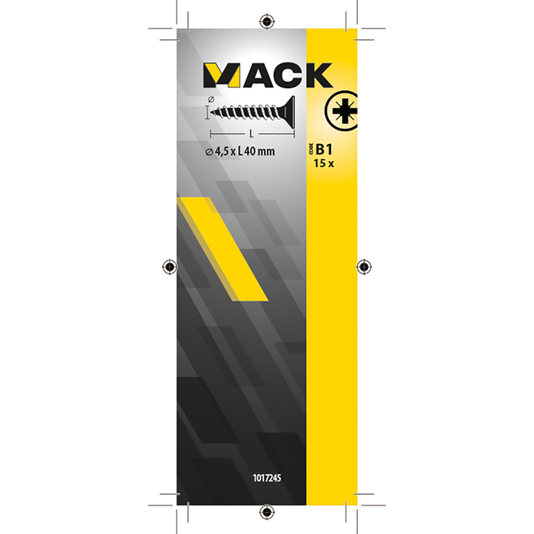 Mack 1017245 - spaanplaatschroef vz kop geelverz.15 st 4,5 x 40 mm | 10 stuks