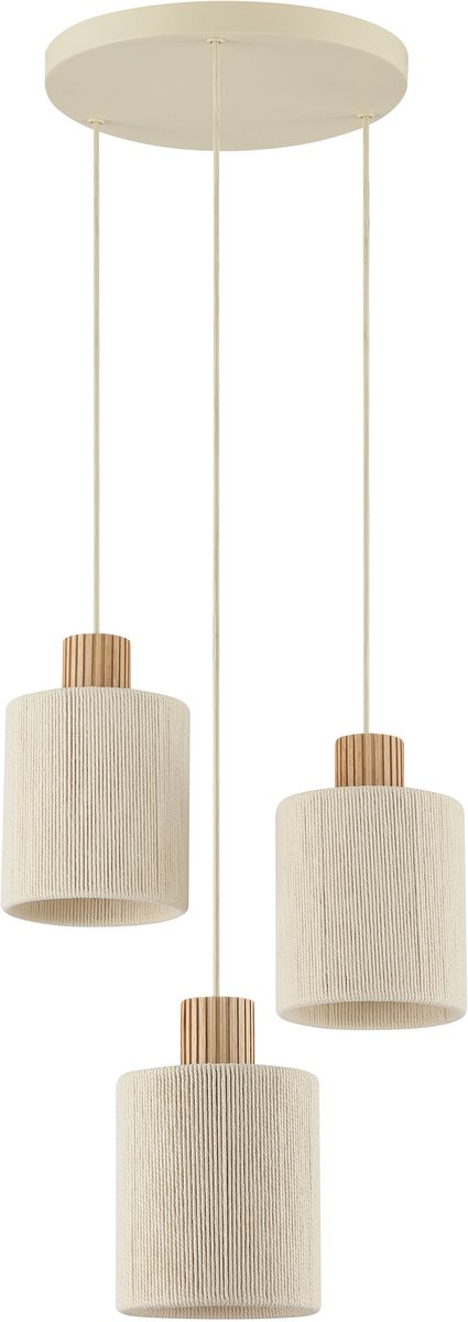 Brilliant arlo - hanglamp - 3-lichts - e27 - beige hout