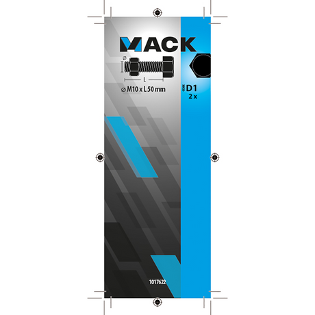 Mack 1017622 - tapbout + moer staal verzinkt 2 st m10 x 50 mm | 5 stuks