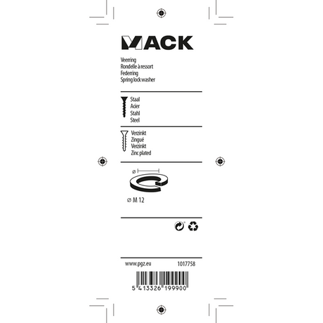 Mack 1017758 - veerring staal verzinkt 12 st m 12 | 10 stuks