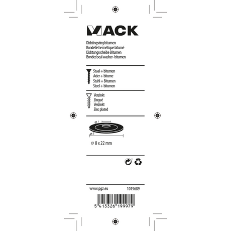 Mack 1019689 - dichtingsring bitumen verzinkt8 st 8 x 22 mm | 10 stuks