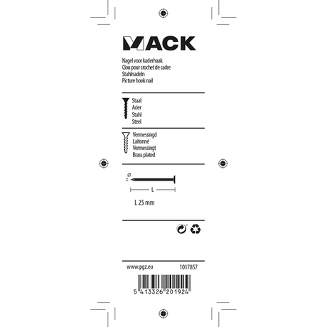 Mack 1017857 - nagel vr kaderhaak staal vermess. 25 st 25 mm | 10 stuks