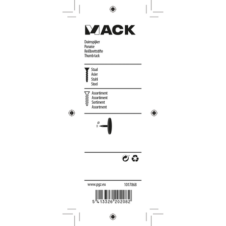 Mack 1017868 - duimspijker staal assortiment 60 st | 10 stuks