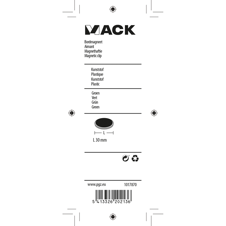 Mack 1017870 - bordmagneet kunststof groen 4 st 30 mm | 10 stuks