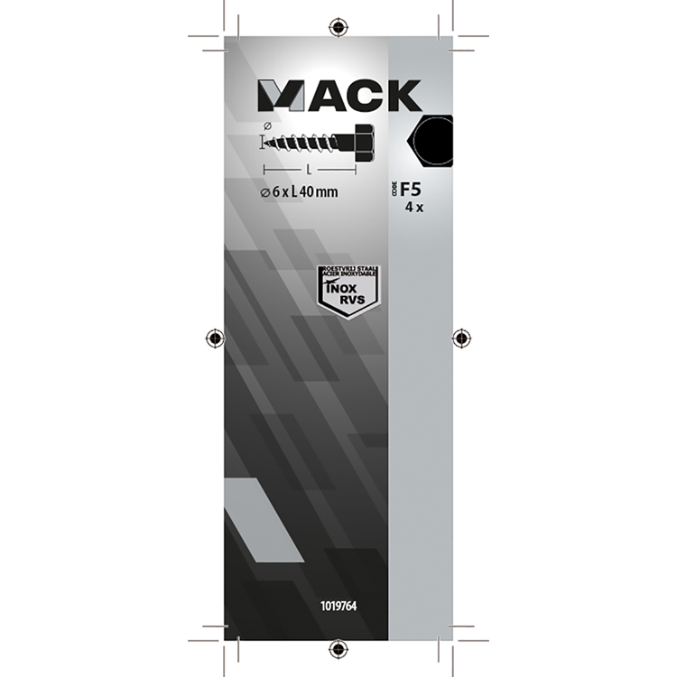 Mack 1019764 - houtdraadbout roestvrijstaal 4 st 6 x 40 mm | 10 stuks