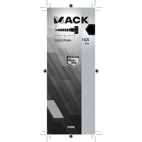 Mack 1019765 - houtdraadbout roestvrijstaal 4 st 6 x 50 mm | 10 stuks