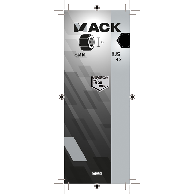 Mack 1019854 - zeskantmoer inox a2 4 st m10 | 10 stuks