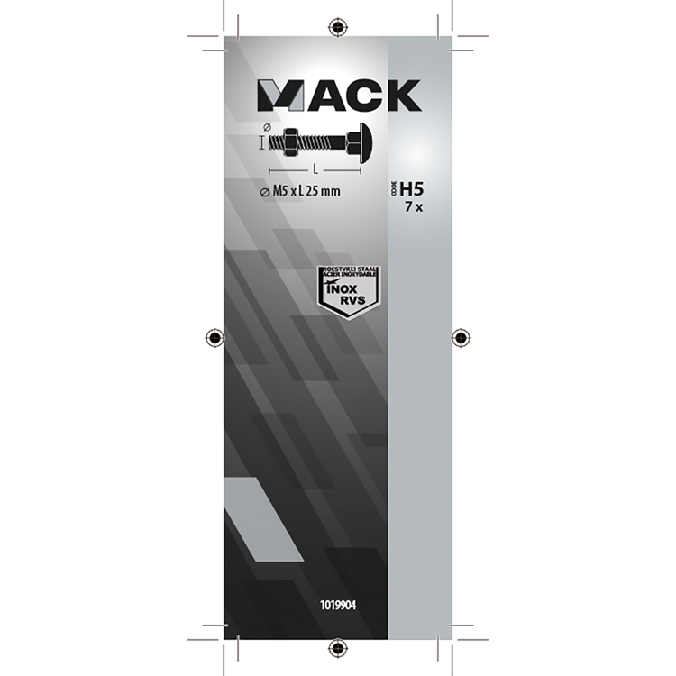 Mack 1019904 - houtbout + moer roestvrijstaal 7 st m5x25 mm | 10 stuks