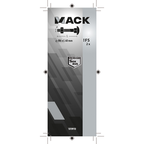 Mack 1019910 - houtbout + moer roestvrijstaal 2 st m6 x 60 mm | 10 stuks