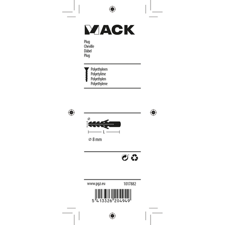 Mack 1017882 - plug polyethyleen 15 st 8 mm | 5 stuks