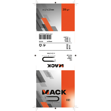 Mack 1017953 - kram staal verzinkt 250 gr 2,7 x 25 mm | 5 stuks