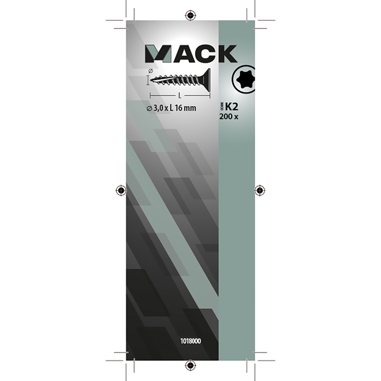 Mack 1018000 - spaanplschr.vzkop-zelfb. geelverz 200 st 3,0 x 16 mm | 5 stuks