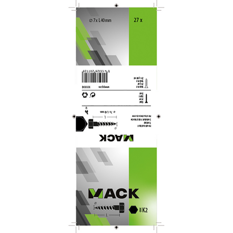 Mack 1018043 - houtdraadbout staal verzinkt 27 st 7 x 40 mm | 5 stuks