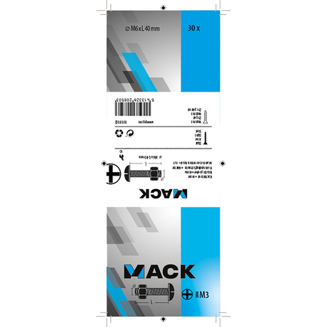 Mack 1018102 - kachelbout + moer staal verzinkt 30 st m6 x 40 mm | 5 stuks
