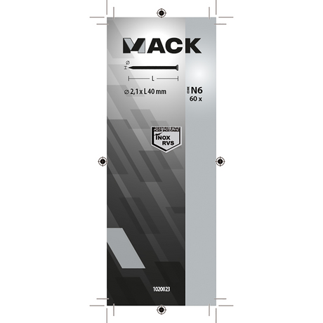 Mack 1020023 - nagel platte kop inox a2 60 st 2,1 x 40 mm | 5 stuks