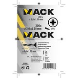 Mack 1020080 - spaanplaatschroef vz kop geel vz 200 st 3,0 x 30 mm | 5 stuks