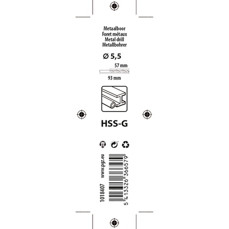 Mack 1018407 - metaalboor hss g din 338 ø 5,5 x 93 mm | 5 stuks