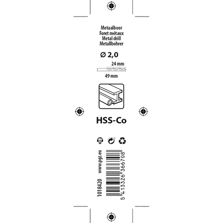 Mack 1018420 - metaalboor hss co5% din 338 ø 2,0 x 49 mm 2st | 5 stuks
