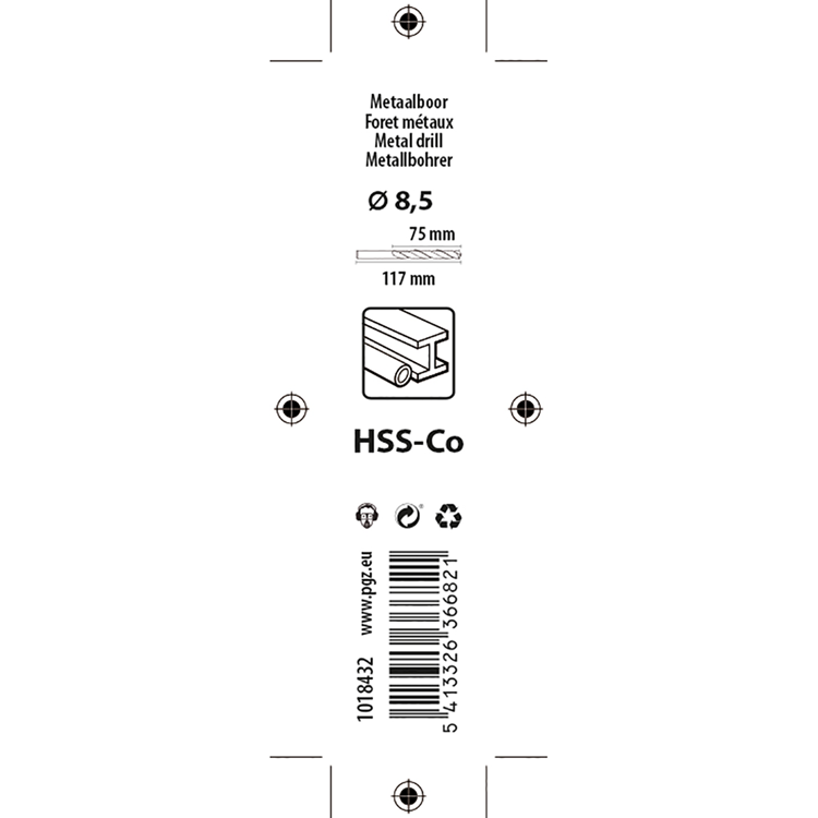 Mack 1018432 - metaalboor hss co5% din 338 ø 8,5 x 117 mm | 5 stuks