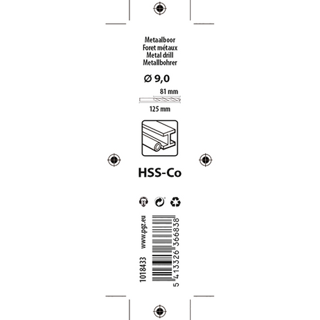 Mack 1018433 - metaalboor hss co5% din 338 ø 9,0 x 125 mm | 5 stuks