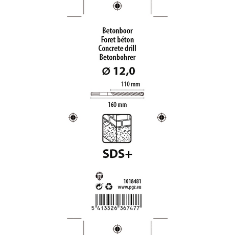 Mack 1018481 - hamerboor sds + ø 12,0 x 160 mm | 5 stuks