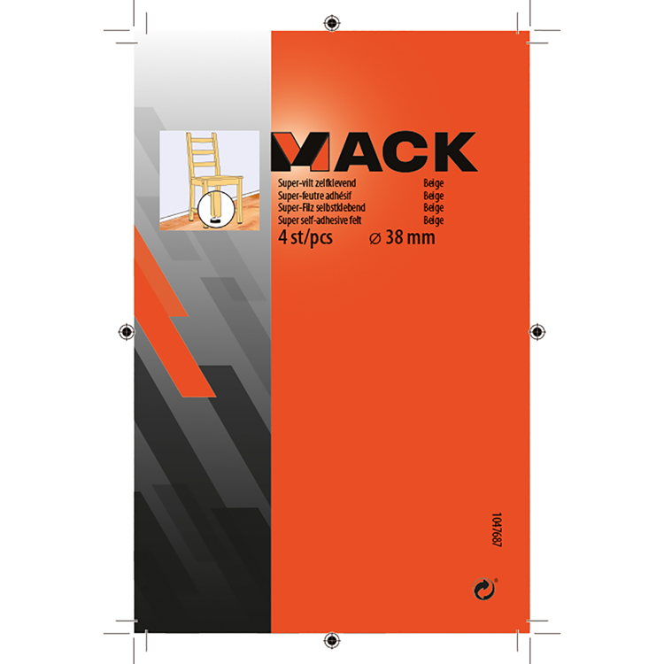 Mack 1047687 - super-vilt zelfklevend beige ø 38 mm 4 st pcs | 12 stuks