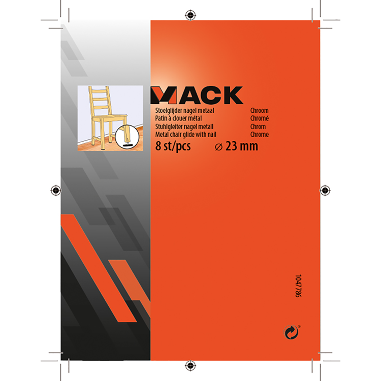 Mack 1047786 - 8st stoelglijder met nagel metaal 23mm | 6 stuks