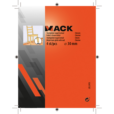 Mack 1047787 - stoelglijder nagel metaal chroom ø 30 mm 4 st pcs | 6 stuks