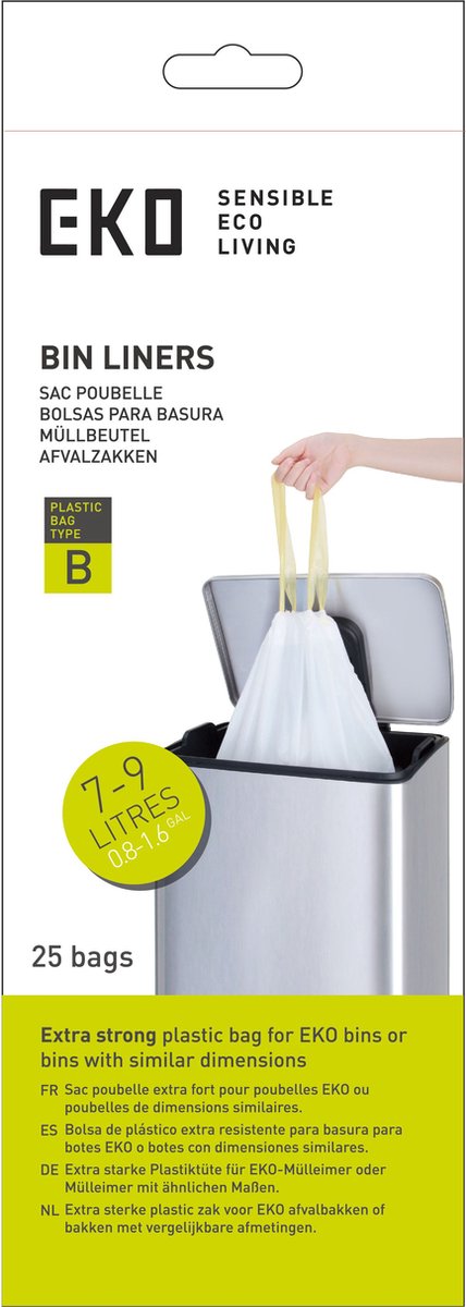Eko - afvalzakken 7-10 liter (b) - plastic - wit - afvalzak