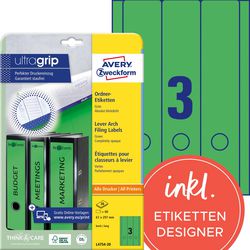 Ordnerrugetiketten avery l4754-20 mat groen