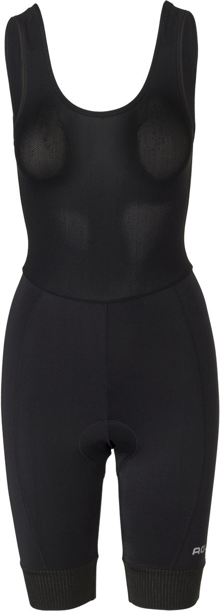 Agu essential - bibshort - fietsbroek - wielrenbroek - dames - zwart - xl - comfort mesh bretels - elastische manchetten - reflecterende details